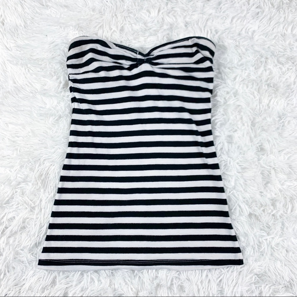 Nollie Black + White Tube Top w/ Triangle Cut Out